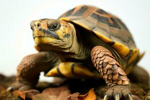 ein geschält Reptil, das Schildkröte, veranschaulicht die Geduld und Anpassungsfähigkeit im Natur ai generiert foto