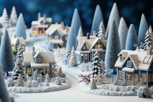 Winter Szene mit Schnee Dorf Bereich Werbung Fotografie foto