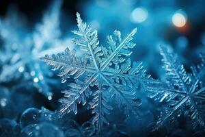 Schneeflocken gefroren im das Winter Werbung Fotografie foto