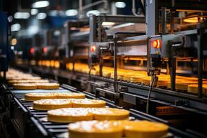 Foto von Innerhalb Essen Fabrik Linie Produktion Aussicht ai generativ