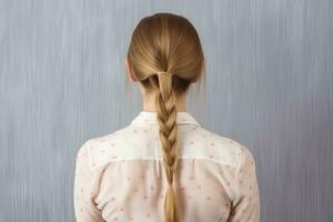 Frauen Zöpfe Frisur aussehen von zurück Fachmann Werbung Fotografie ai generiert foto