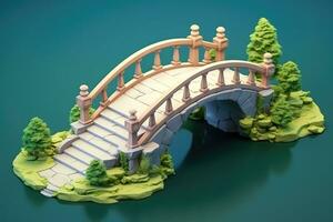 winzig süß isometrisch Brücke Sanft glatt Beleuchtung ai generiert foto