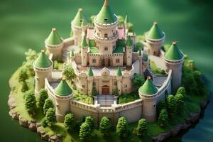 winzig süß isometrisch Schloss Sanft glatt Beleuchtung ai generiert foto