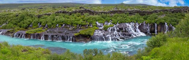 Wahrzeichen berühmt Island, hraunfossar und Barnafoss Wasserfälle in der Nähe von Reykjavik foto