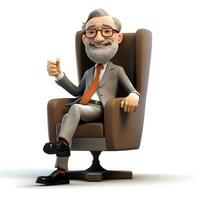 schön Karikatur Charakter Sitzung auf ein Büro Stuhl, Boss Tag Bilder, ai generativ foto