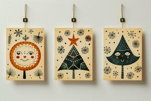Öko freundlich Weihnachten Karten mit Gemüse basierend Tinten isoliert auf ein Gradient Hintergrund foto