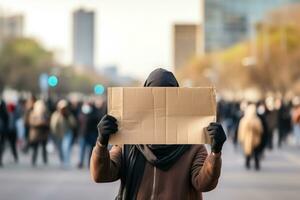 Protest März während Mensch Rechte Tag Hintergrund mit leeren Raum zum Text foto