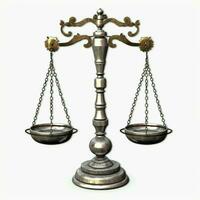 Jahrgang Gold Balance Rahmen messen oder Gesetz Gerechtigkeit Symbol. Anwälte Tag oder Welt Tag von Sozial Gerechtigkeit Konzept durch ai generiert foto