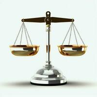 Jahrgang Gold Balance Rahmen messen oder Gesetz Gerechtigkeit Symbol. Anwälte Tag oder Welt Tag von Sozial Gerechtigkeit Konzept durch ai generiert foto