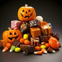 bunt Halloween Süßigkeiten Kürbis Sammlung ai generativ foto