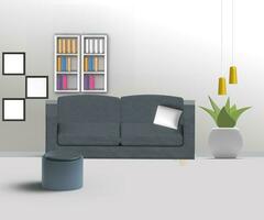 3d Leben Zimmer Innere Design mit Sofa Tisch und Fernsehen oder 3d Innere Illustration foto