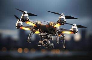 Drohne Quadcopter mit Digital Kamera. generativ ai foto