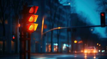 der Verkehr ligjts im das Nacht Stadt foto