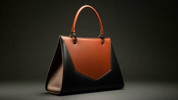Luxus Leder Handtasche und minimalistisch Hintergrund. erstellt mit generativ ai foto