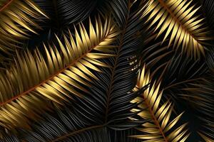 Gold und schwarz tropisch Palme Blätter ai generiert foto