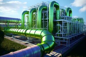 Grün Wasserstoff verlängerbar Energie Produktion Pipeline ai generiert foto