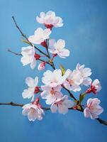 Rosa Kirsche Blüten, rosa Sakura, wunderschön Kirsche Blüten Pastell- Rosa Hintergrund. Kirsche Blüten sind schön und erfreulich zu das Auge. macht Sie Gefühl entspannt mögen du bist im Natur. generativ ai foto