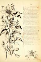 Jahrgang, retro Scrapbooking Papier mit alt Herbarium Aufzeichnungen foto