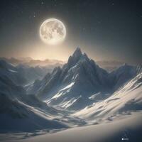 schneebedeckt Spitzen und sternenklar Nächte Winter Berg Magie foto