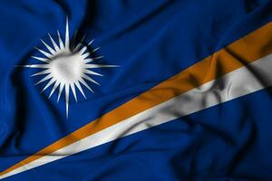 selektiv Fokus von Marshall Inseln Flagge, mit winken Stoff Textur. 3d Illustration foto