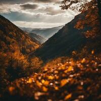 Herbst Panorama- Palette Laub im Oktober. ai generiert Inhalt foto