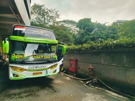 samarinda Kalimantan Timur, Indonesien 13 Oktober 2023. Tourist Busse sind häufig benutzt durch Touristen foto
