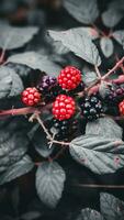 reif Brombeeren auf ein Brombeere Busch foto