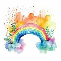 Aquarell Regenbogen Illustration, Blumen- Kunst, Clip Art, Single Element zum Design auf Weiß Hintergrund. generativ ai foto