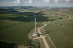 Wind Turbinen Einspannen nachhaltig Energie. ai generiert. foto