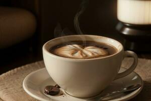 gemütlich Kaffee Freude im Oktober. ai generiert. foto