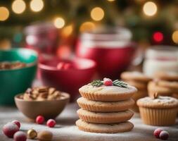 bunt und wunderlich festlich Backen mischt zum köstlich Urlaub behandelt. ai generiert. foto