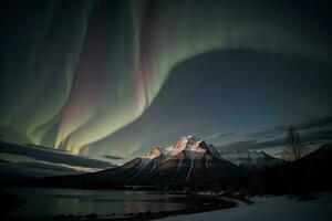 himmlisch tanzen Erfassen das zauberhaft Aurora Borealis. ai generiert. foto