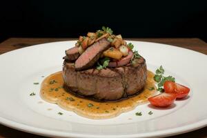 gesund Steak Gericht durch Robert hagan. ai generiert. foto