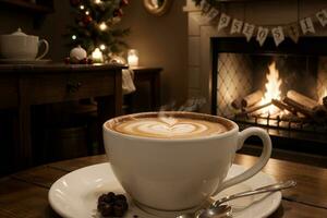 Weihnachten Freuden ein gemütlich Tasse von Kaffee und Tee. ai generiert. foto