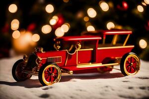 Santa s Schlitten Spielzeug Modelle bringen Weihnachten Freude zu Leben. ai generiert. foto
