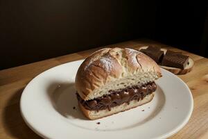 verlockend Freuden frisch gebacken Brot und dekadent Schokolade. ai generiert. foto