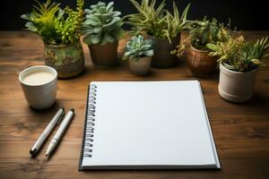 ein Büro Desktop ein Stapel von a4 Weiß Papier, ein Stift, ein Tasse von Kaffee. generativ ai foto