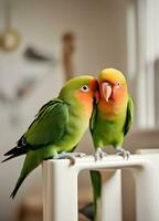 Erfassen Liebe Vögel. herzerwärmend Fotos von zärtlich Vogel Paare. ai generativ