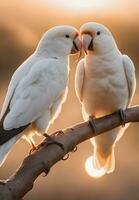 Erfassen Liebe Vögel. herzerwärmend Fotos von zärtlich Vogel Paare. ai generativ