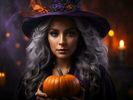 Halloween Frauen Hexe gespenstisch und unheimlich thematisiert. ai generativ foto