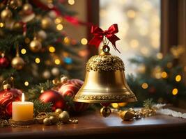 dekoriert Weihnachten Baum mit Ball, Glocke und viele mehr. ai generativ foto