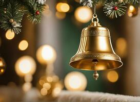 dekoriert Weihnachten Baum mit Ball, Glocke und viele mehr. ai generativ foto