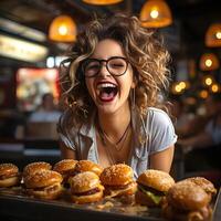 köstlich das berühmt Steak, Gemüse Burger Erfahrung. ai generativ foto