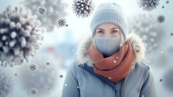 stilvoll Winter Schutz navigieren Viren im das Schnee foto