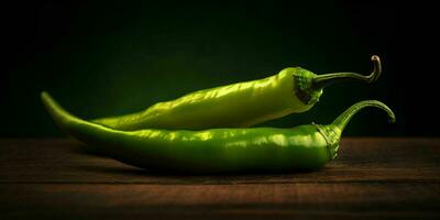 frisch Grün Cayenne Pfeffer mit Wasser Tröpfchen. generativ ai foto