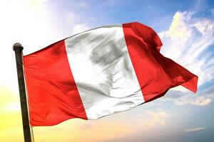 Peru 3d Rendern Flagge winken isoliert Himmel und Wolke Hintergrund foto