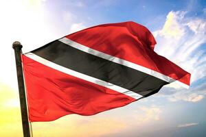 Trinidad und Tobago 3d Rendern Flagge winken isoliert Himmel und Wolke Hintergrund foto