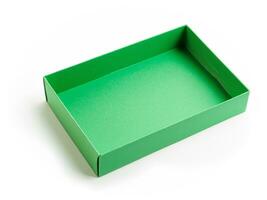 leer Grün Papier Box auf Weiß Hintergrund foto