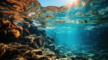 Ozean unter Wasser Szene zu schützen Umwelt ai generiert foto