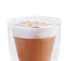 Glas von Kaffee Macchiato mit Sahne Schaum foto